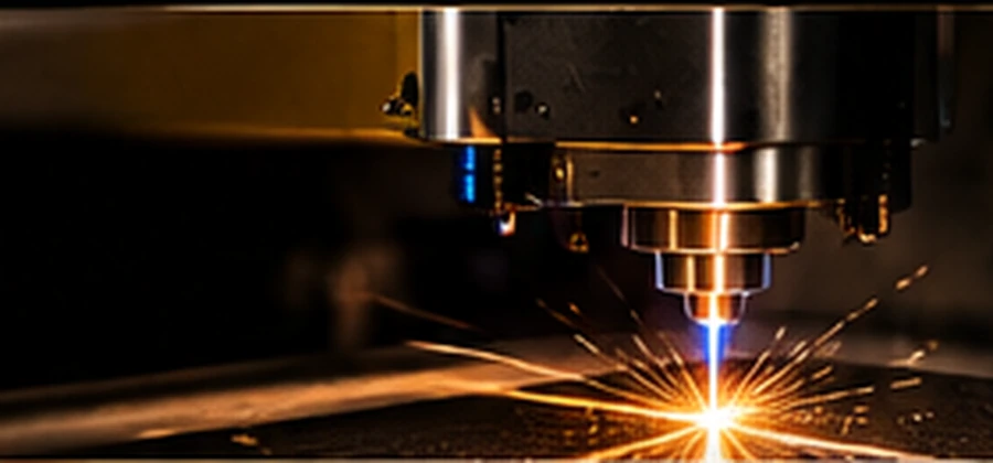 Close-up of a galvo fiber laser head